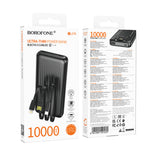Baterie externa Borofone Clever Series (BJ79), with Built-in 3x Cable, USB, USB-C, Lightning, Indicator, 2A, 10000mAh, Negru