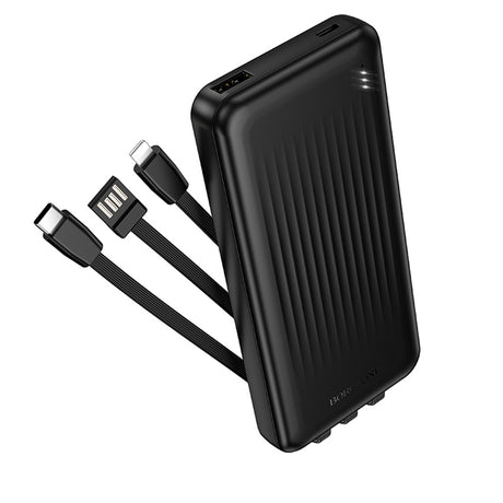 Baterie externa Borofone Clever Series (BJ79), with Built-in 3x Cable, USB, USB-C, Lightning, Indicator, 2A, 10000mAh, Negru