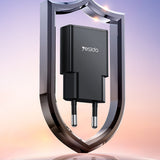 Incarcator Yesido (YC74), GaN, Fast Charge, Ultra-Slim, Smart Chip, Type-C, PD30W, 5V/3A, Negru