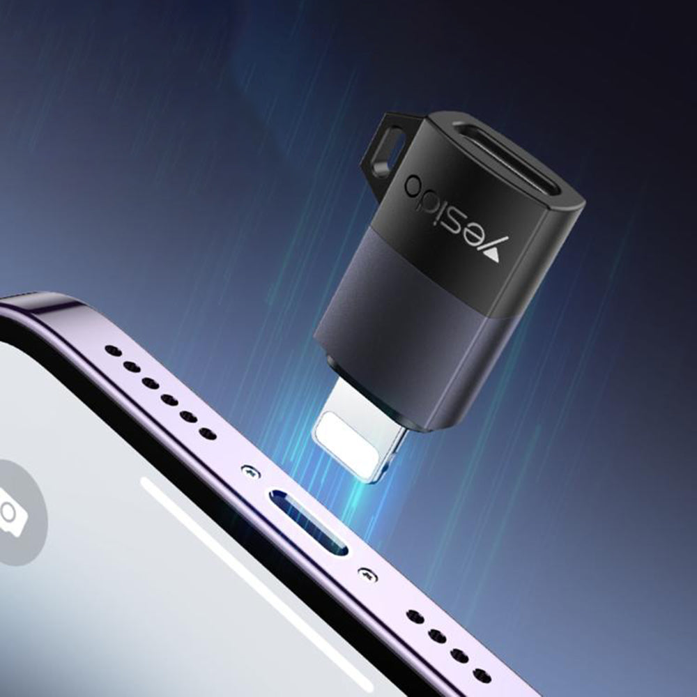 Adaptor Yesido OTG Adapter (GS27), Type-C to Lightning, 480Mpb/s, Aluminum Alloy, 27W, Gri