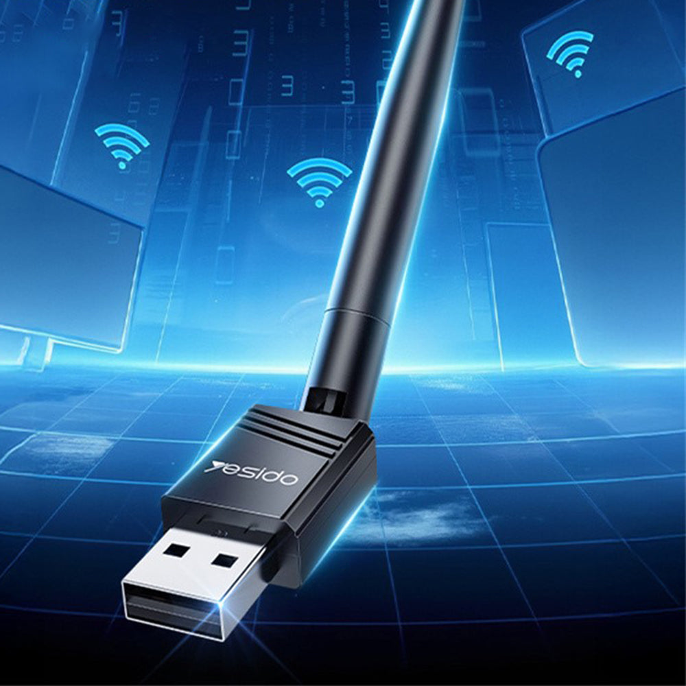 Adaptor Yesido Wi-Fi Adapter (WP11), with External Antenna, WiFi4, USB2.0, 150Mbps, Plug&Play, Negru