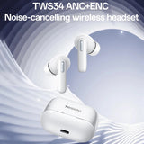 Casti Yesido (TWS34), Dual Microphone, ANC, Bluetooth 5.3, ENC, In-ear Design, Touch Control, 320mAh, Alb