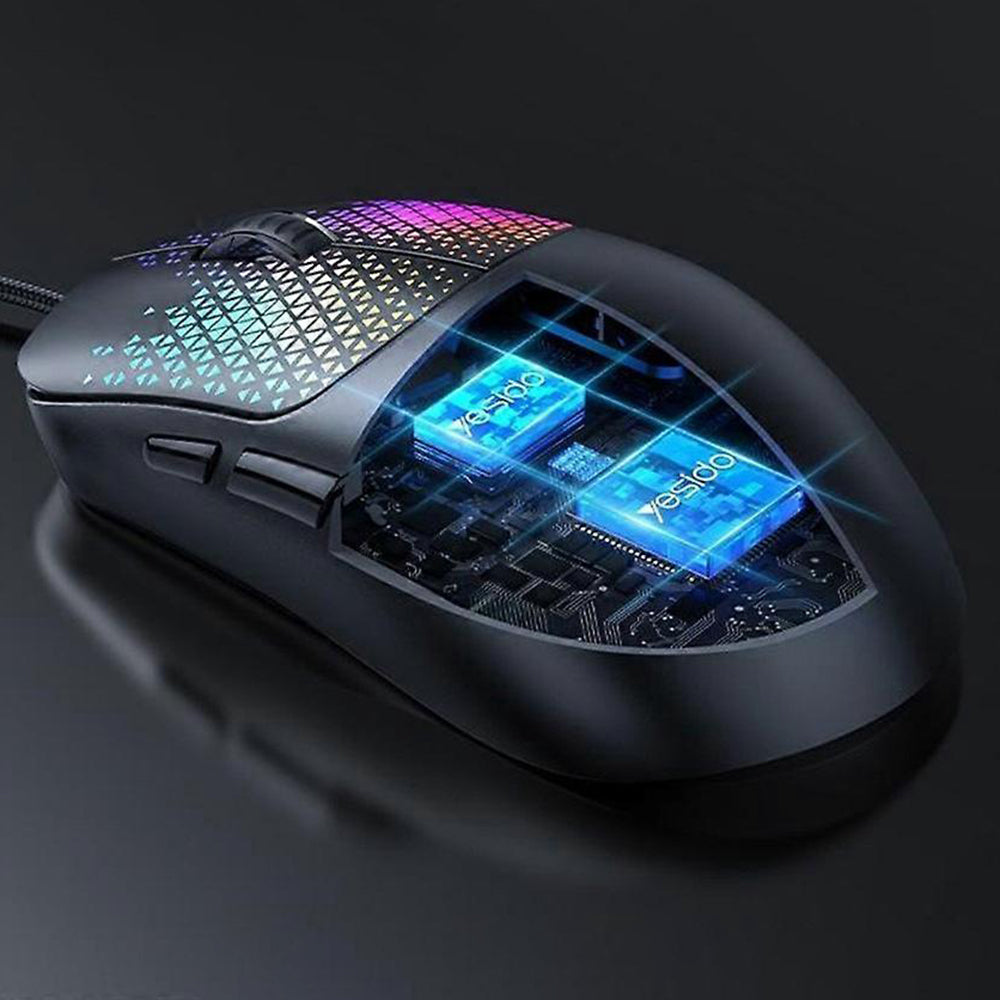 Tastatura/Mouse Yesido Wired Gaming Mouse (KB32), USB, Plug&Play, Ultra-Lightweight Design, RGB Lighting, 7200DPI, Negru