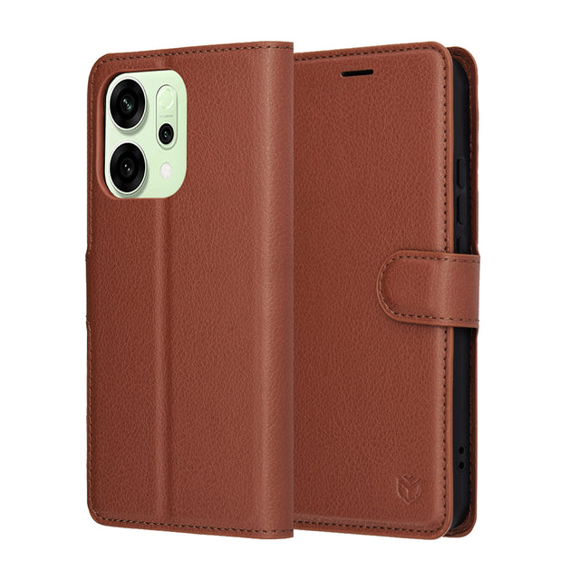 Husa de protectie Techsuit Leather Folio compatibil cu Oppo Reno14, Maro