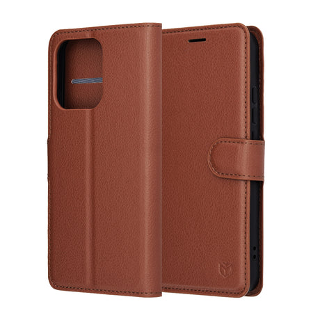 Husa de protectie Techsuit Leather Folio compatibil cu Oppo Reno14, Maro