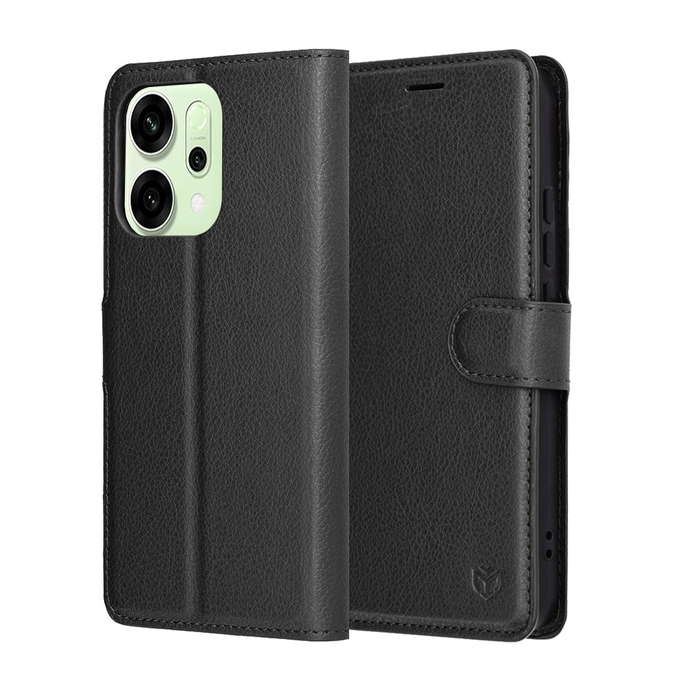 Husa de protectie Techsuit Leather Folio compatibil cu Oppo Reno14, Negru