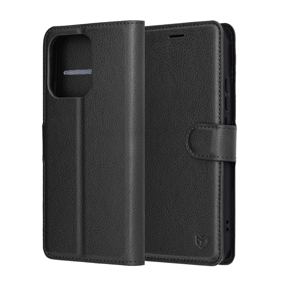 Husa de protectie Techsuit Leather Folio compatibil cu Oppo Reno14, Negru