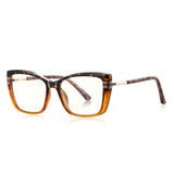 Techsuit Anti-Blue Light Glasses Reflex PC (2273), for Women, Oversized, TR90&Metal Frame, AC Lens, Transparent /Leopard