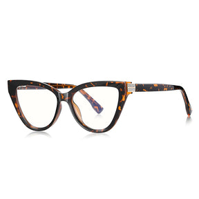 Techsuit Anti-Blue Light Glasses Reflex PC (2279), for Women, Cat Eye, TR90&Metal Frame, AC Lens, Leopard