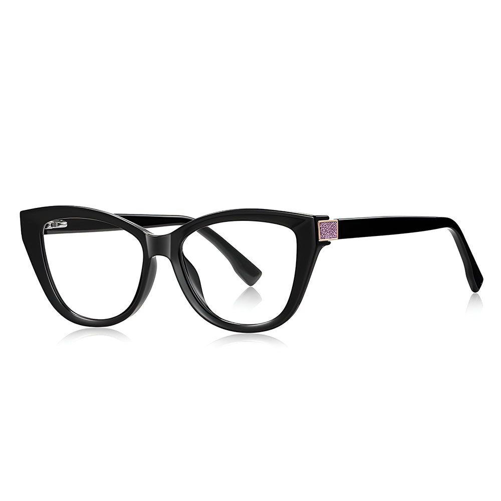 Techsuit Anti-Blue Light Glasses Reflex PC (2276), for Women, Cat Eye, TR90&PC Frame, AC Lens, Negru