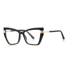 Techsuit Anti-Blue Light Glasses Reflex PC (2269), for Women, Oversized, TR90&Metal Frame, AC Lens, Negru