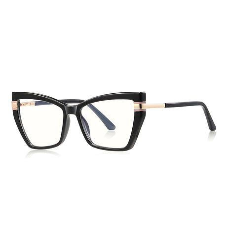 Techsuit Anti-Blue Light Glasses Reflex PC (2269), for Women, Oversized, TR90&Metal Frame, AC Lens, Negru
