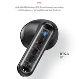 Casti Yesido (TWS19), with ENC, Touch Control, Bluetooth V5.3, LED Display, Half-In-ear Design, 470mAh, Negru