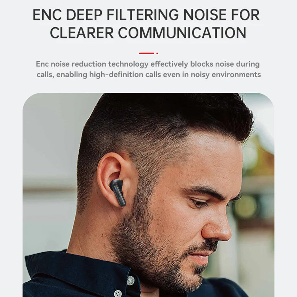Casti Yesido (TWS19), with ENC, Touch Control, Bluetooth V5.3, LED Display, Half-In-ear Design, 470mAh, Negru
