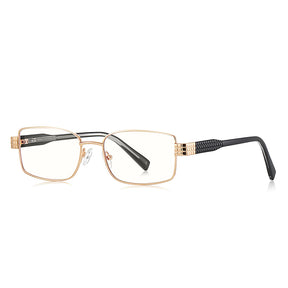 Techsuit Anti-Blue Light Glasses Reflex PC (3163), for Women, Rectangle, Metal Frame, AC Lens, Auriu /Black