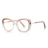 Techsuit Anti-Blue Light Glasses Reflex PC (2265), for Women, Butterfly, TR90&Metal Frame, AC Lens, Transparent /Brown