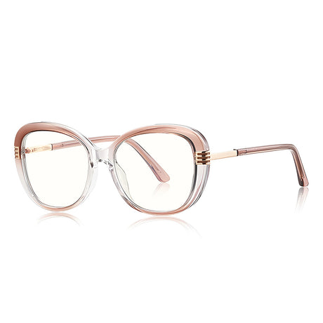 Techsuit Anti-Blue Light Glasses Reflex PC (2265), for Women, Butterfly, TR90&Metal Frame, AC Lens, Transparent /Brown