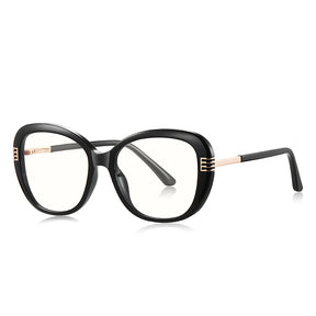 Techsuit Anti-Blue Light Glasses Reflex PC (2265), for Women, Butterfly, TR90&Metal Frame, AC Lens, Negru /Gold