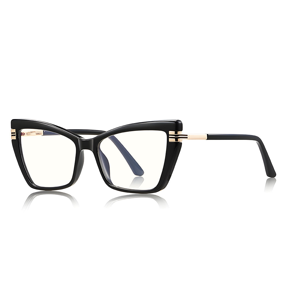 Techsuit Anti-Blue Light Glasses Reflex PC (2263), for Women, Rectangle, TR90&Metal Frame, AC Lens, Negru