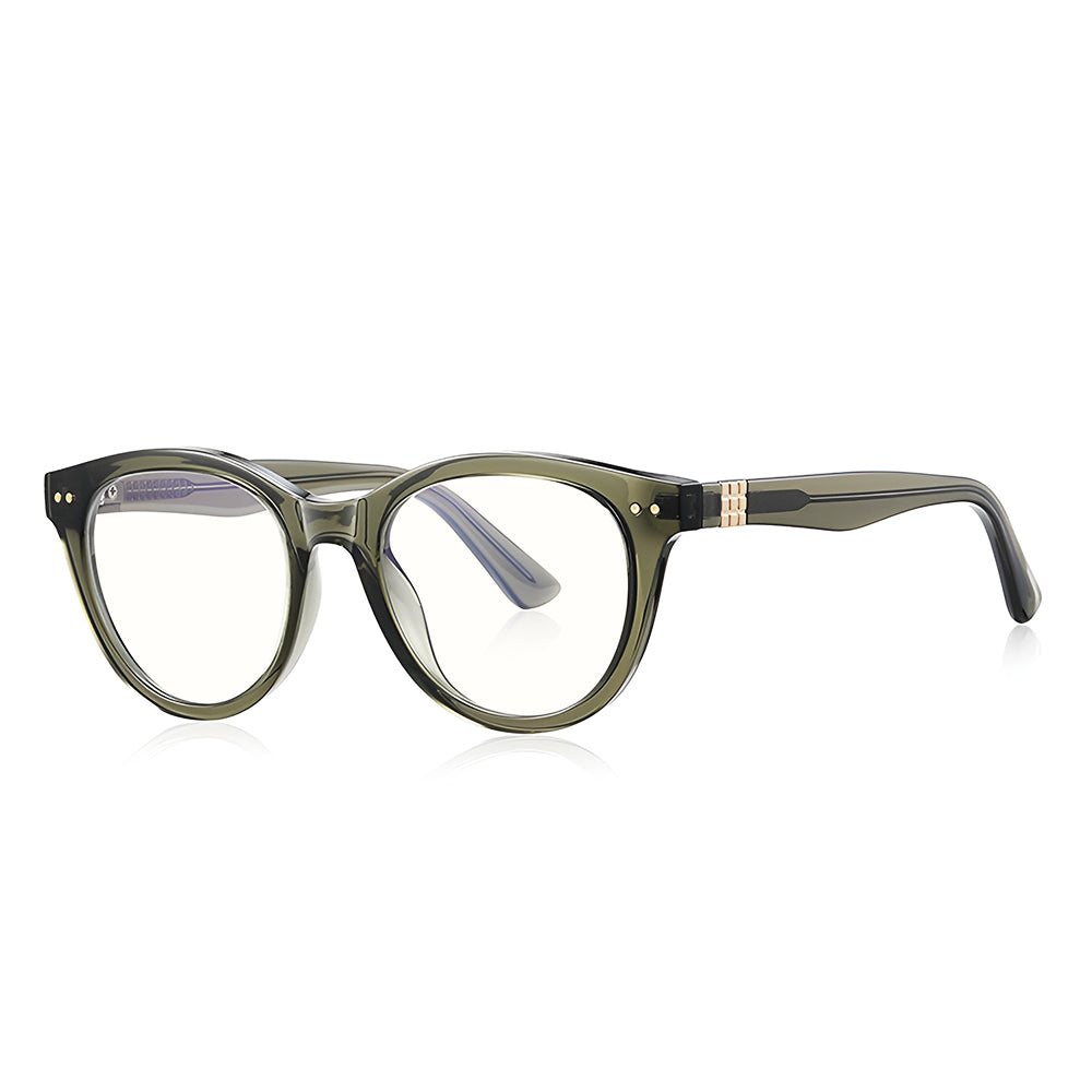 Techsuit Anti-Blue Light Glasses Reflex PC (2231), Round, TR90&Metal Frame, AC Lens, Transparent /Green
