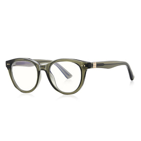 Techsuit Anti-Blue Light Glasses Reflex PC (2231), Round, TR90&Metal Frame, AC Lens, Transparent /Green