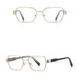Techsuit Anti-Blue Light Glasses Reflex PC (3161), for Women, Rectangle, Metal Frame, AC Lens, Auriu /Black