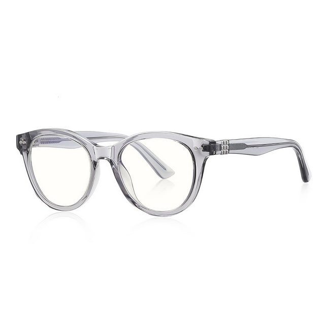 Techsuit Anti-Blue Light Glasses Reflex PC (2231), Round, TR90&Metal Frame, AC Lens, Transparent /Gray