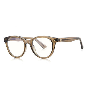 Techsuit Anti-Blue Light Glasses Reflex PC (2231), for Men, Round, TR90&Metal Frame, AC Lens, Transparent /Brown