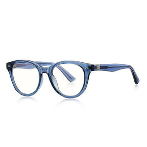 Techsuit Anti-Blue Light Glasses Reflex PC (2231), Round, TR90&Metal Frame, AC Lens, Transparent /Blue