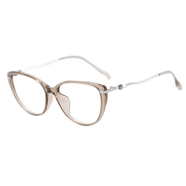Techsuit Anti-Blue Light Glasses Reflex PC (86162), for Women, Round, TR90&Metal Frame, AC Lens, Argintiu /Beige