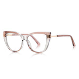 Techsuit Anti-Blue Light Glasses Reflex PC (2259), for Women, Oversized, TR90&Metal Frame, AC Lens, Transparent /Warm Rose