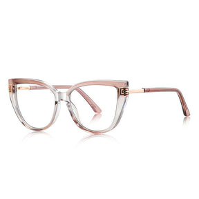 Techsuit Anti-Blue Light Glasses Reflex PC (2259), for Women, Oversized, TR90&Metal Frame, AC Lens, Transparent /Warm Rose