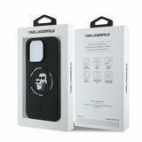 Husa de protectie Karl Lagerfeld Silicone KC Body Ring MagSafe (KLHMP16XSCMKCRHK) compatibil cu iPhone 16 Pro Max, Negru