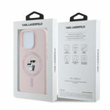 Husa de protectie Karl Lagerfeld Silicone KC Body Ring MagSafe (KLHMP16XSCMKCRHP) compatibil cu iPhone 16 Pro Max, Roz