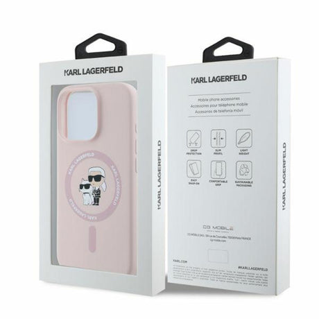 Husa de protectie Karl Lagerfeld Silicone KC Body Ring MagSafe (KLHMP16XSCMKCRHP) compatibil cu iPhone 16 Pro Max, Roz