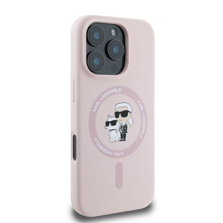 Husa de protectie Karl Lagerfeld Silicone KC Body Ring MagSafe (KLHMP16XSCMKCRHP) compatibil cu iPhone 16 Pro Max, Roz