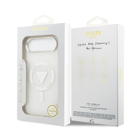 Husa de protectie Guess IML Gradient Triangle Logo MagSafe (GUHMP17MHGTMLCGT) compatibil cu iPhone 17 Air, Transparent