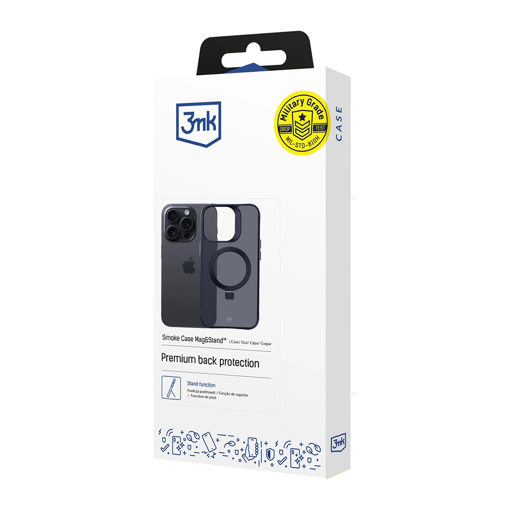 Husa de protectie 3mk Smoke Mag&Stand compatibil cu iPhone 16 Pro Max, Negru