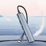 Hub/Dock Yesido Docking Station 4in1 (HB17), Type-C to 1x USB3.0, 3x USB2.0, Plug&Play, 5Gbps, Aluminum Alloy, Gri