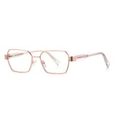 Techsuit Anti-Blue Light Glasses Reflex PC (3161), for Women, Rectangle, Metal Frame, AC Lens, Roz Auriu /Transparent