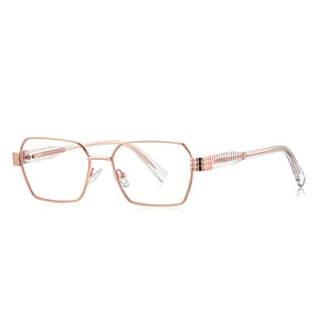 Techsuit Anti-Blue Light Glasses Reflex PC (3161), for Women, Rectangle, Metal Frame, AC Lens, Roz Auriu /Transparent