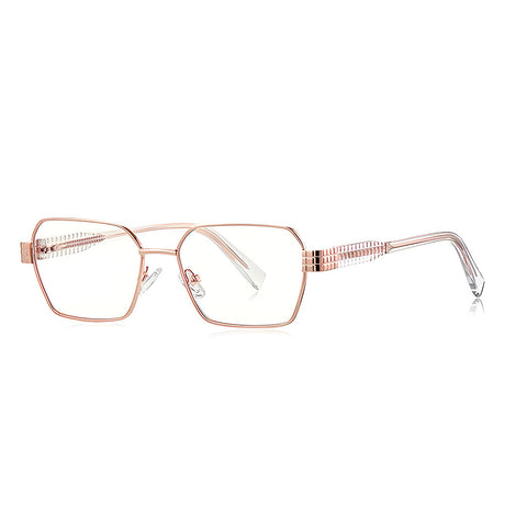 Techsuit Anti-Blue Light Glasses Reflex PC (3161), for Women, Rectangle, Metal Frame, AC Lens, Roz Auriu /Transparent