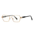 Techsuit Anti-Blue Light Glasses Reflex PC (3161), for Women, Rectangle, Metal Frame, AC Lens, Auriu /Black