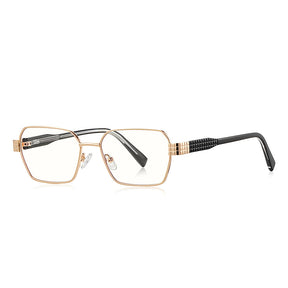 Techsuit Anti-Blue Light Glasses Reflex PC (3161), for Women, Rectangle, Metal Frame, AC Lens, Auriu /Black