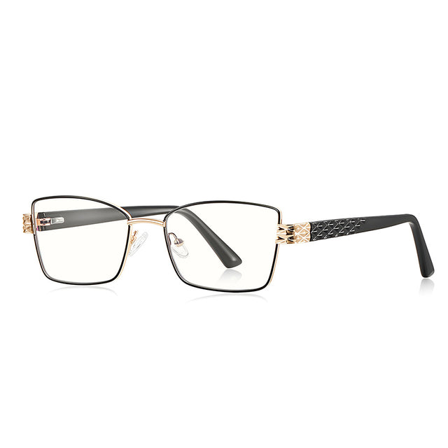 Techsuit Anti-Blue Light Glasses Reflex PC (3171), for Women, Rectangle, Metal Frame, AC Lens, Negru