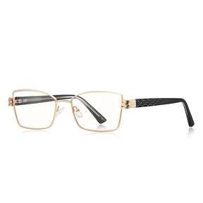 Techsuit Anti-Blue Light Glasses Reflex PC (3171), for Women, Rectangle, Metal Frame, AC Lens, Auriu /Black
