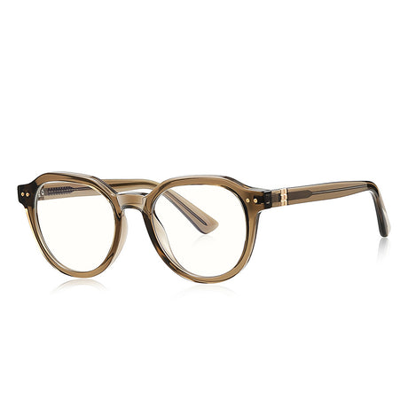 Techsuit Anti-Blue Light Glasses Reflex PC (2228), Round, TR90&Metal Frame, AC Lens, Transparent /Brown