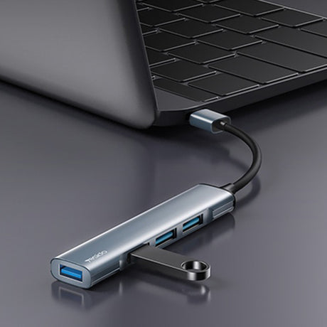 Hub/Dock Yesido Docking Station 4in1 (HB18), USB to 1x USB3.0, 3x USB2.0, Plug&Play, 5Gbps, Aluminum Alloy, Gri