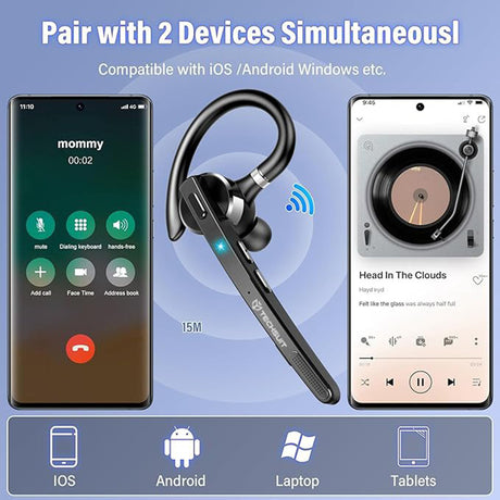 Casti Techsuit Premium Bluetooth Headset TalkZen (G9), HandsFree, BT5.1, Dual Noise Cancelling Microphone, 500mAh, 72hrs, Negru