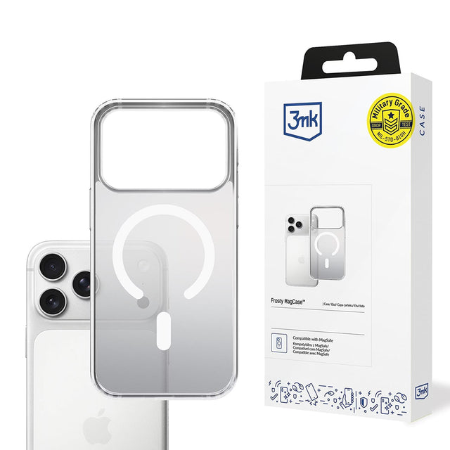 Husa de protectie 3mk Frosty MagCase compatibil cu iPhone 17 Pro, Alb